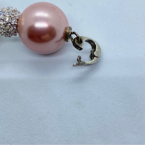 White and Mauve Shell Pearl Rhinestone Pendant Silver Enhancer     1 3/4… - Picture 5 of 6